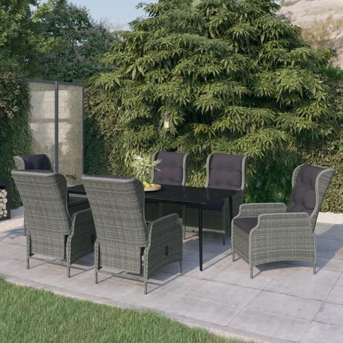 Prolenta Premium - Ensemble À Manger De Jardin 7 Pcs Gris Clair