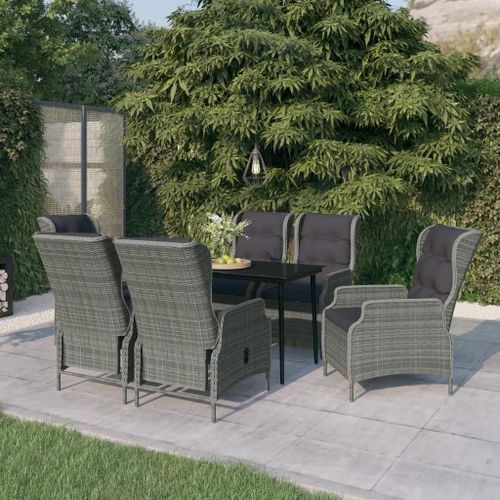 Prolenta Premium - Ensemble À Manger De Jardin 7 Pcs Gris Clair