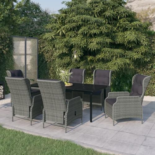 Prolenta Premium - Ensemble À Manger De Jardin 7 Pcs Gris Clair