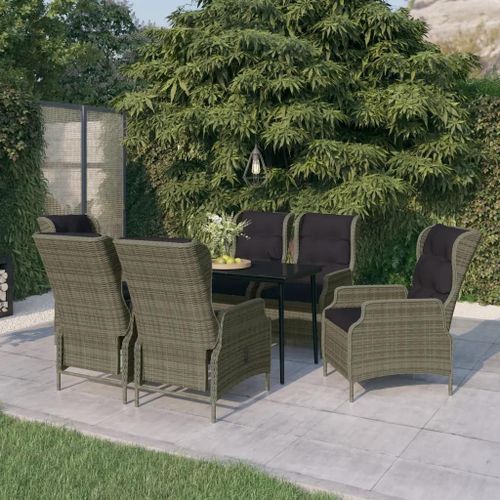 Prolenta Premium - Ensemble À Manger De Jardin 7 Pcs Marron