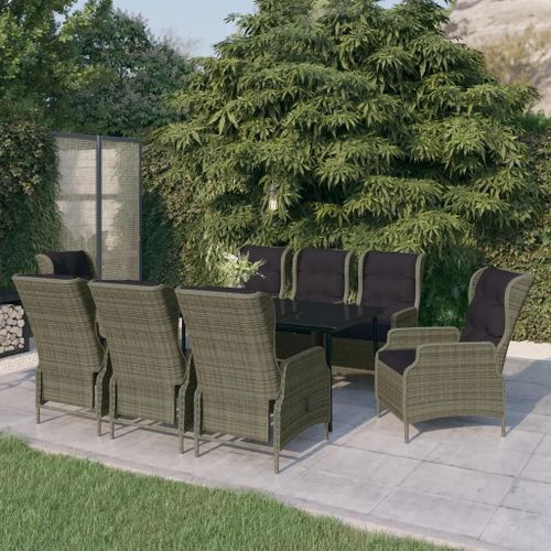 Prolenta Premium - Ensemble À Manger De Jardin 9 Pcs Marron