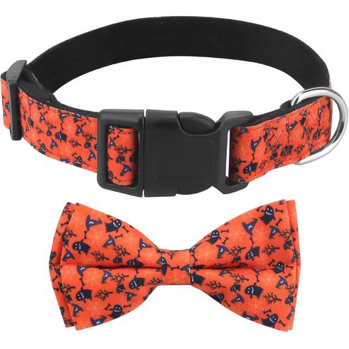 Kal-Collier Pour Chien Halloween, Confortable Et Ajustable Avec N?ud Papillon E Di Halloween, Halloween Collier Chien