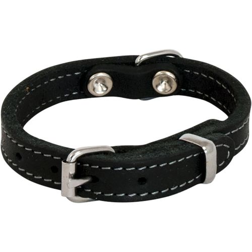 Kal-Collier Pour Chien Cuir Gras - Matière Solide, Durable, Facile À Entretenir, Toucher Doux Et Agréable - Look Moderne - Couleur Noir, Taille 10 Mm X 25 Cm