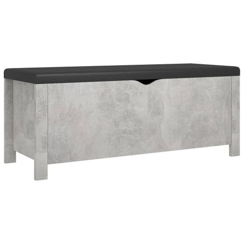 Vidaxl Boîte De Rangement Avec Coussin Gris Béton 105x40x45 Cm