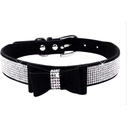 Kal-Collier Pour Chien Avec Strass, En Cuir Synthétique Doux, Taille M, Noir 1