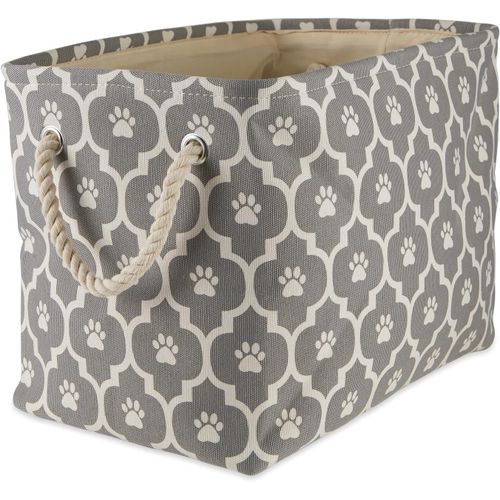 Kal-Empreinte De Pattes En Treillis, Coton, Gris, Petit Rectangle