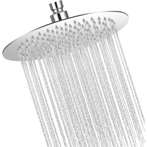KAL-8 Pouce/20Cm Tete De Douche Rond Pomme De Tete De Douche Tête De Douche Pluie, Tête De Douche En Acier Inoxydable, Acier Inoxydable 304 Rotatif 360°, Facile À Installer Et À Nettoyer
