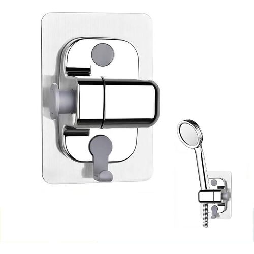 KAL-Support De Pommeau De Douche Sans Perçage, Support De Douche Rotatif À 360°, Support De Douche Mural, Support De Douche Universel Pour Douchette Ou Pommeau De Douche, Argent