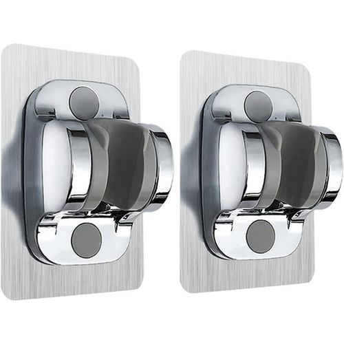 KAL-Support De Douche À Main Sans Perçage,Support De Pommeau De Douche Mural Avec À Angle Réglable,Imperméable,Adhésif Puissant,Universel Support De Douche Pour Salle De Bains(Argent 2P)