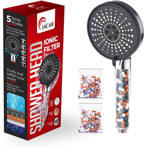 KAL-Pommeau De Douche, Pommeau Haute Pression Avec Filtre Economie Deau - Douchette Douche Salle De Bain À Effet Pluie Avec 5 Types De Jets - Pommeau Douche Anti Calcaire Grande 120 Mm Diamètre
