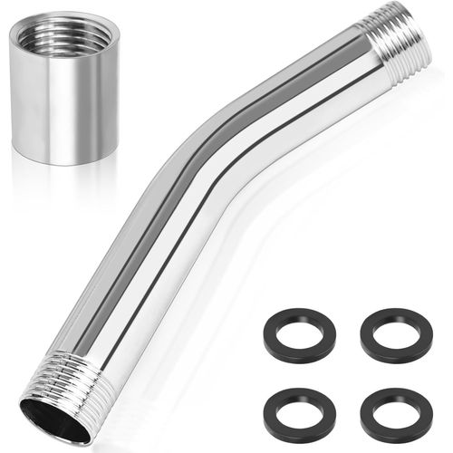 KAL-Lot De 2 Rallonges De Pommeau De Douche - 1/2" - Bras De Douche Avec Bande D'Étanchéité Filetée De 2 M Et 4 Rondelles - Douchette Solaire - Pièces De Rechange Pour Pommeau De Douche De Salle
