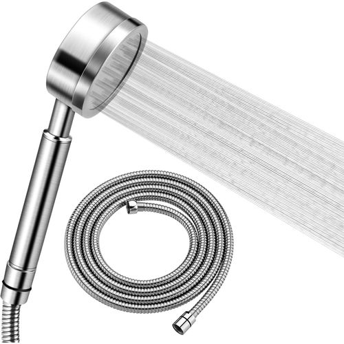 KAL-Pommeau Douche Haute Pression Avec Tuyau 1,5M, Pommeau De Douche Economie D'Eau En Acier Inoxydable 304 Installation Et Nettoyage Faciles
