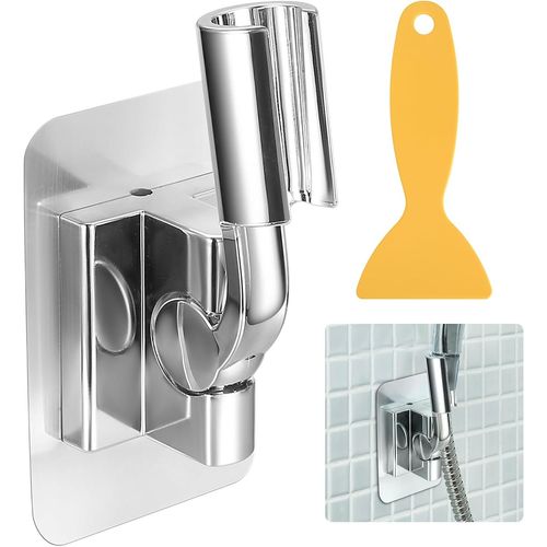 KAL-Support De Douche Sans Perçage, Support Douchette 180° Réglable, Fixation Murale Pour Pommeau De Douche, Support Universel Pour Douchette, Support Mural Adhésif Pour Salle De Bain Et Toilettes