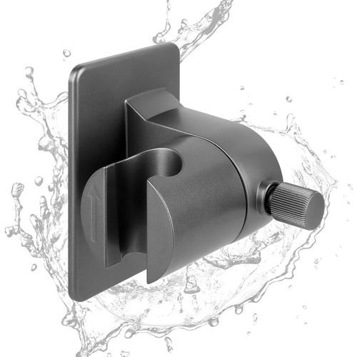 KAL-Support De Douche Sans Perçage Support Pommeau De Douche Universel Réglable - Accroche Pommeau De Douche Mural Avec Adhésif 3M - Compatible Toutes Douchettes - Gris Foncé