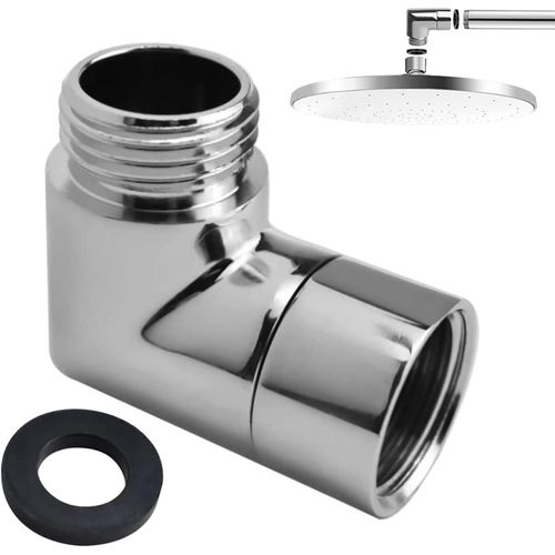 KAL-Tuyau De Douche Coudé À 90 ° - Rallonge De Robinet 1/2" - Adaptateur De Douchette En Laiton Massif - Rallonge Pour Raccord De Filtre De Douche - Douchette Murale