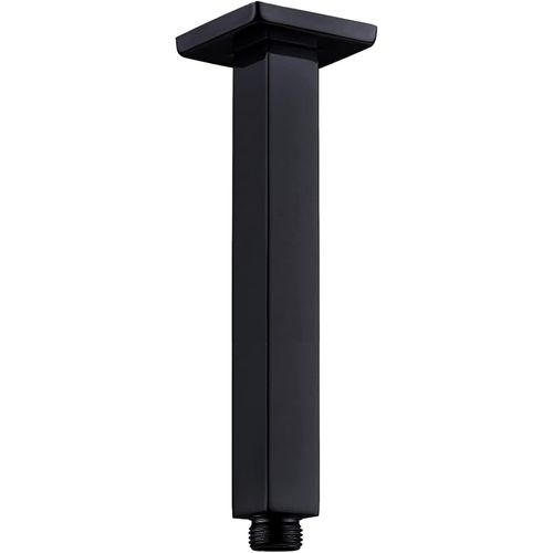 KAL-Bras De Douche Noir,Bras De Douche Mural 20 Cm Rallonge Douche Carré En Acier Inoxydable A2 V2A Bras De Douche Noir D'Extension Pour Tete De Douche Pluie,Finition En Peinture Noire