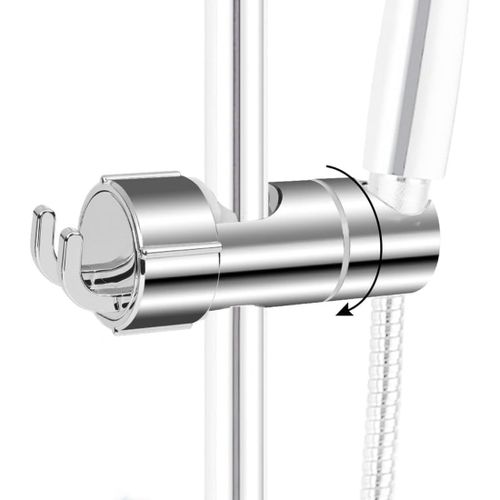 KAL-Support De Douche Réglable Avec 2 Crochets,Support De Pommeau De Douche Pour Barre Coulissante 19-25 Mm,Universel Support De Pommeau De Douche,Support De Douchette Barre Coulissante Sans Perçage