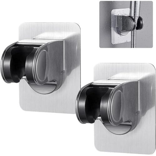 KAL-2 Pcs Support De Douche Mural Autocollant Plastique Abs Support Pommeau De Douche Sans Percage Fixation Pommeau De Douche À Main Reglable Accessoires Pour Douche Universel Salle De Bain Hôtel