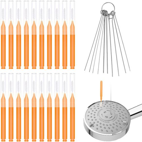 KAL-30Pcs Kit Nettoyant Pommeau De Douche, Brosse Nettoyage Pommeau De Douche Multi-Tailles Brosse De Nettoyage Anti-Colmatage Pour Salle De Bain Petit Trou Espace Buse Fente De Fenêtre