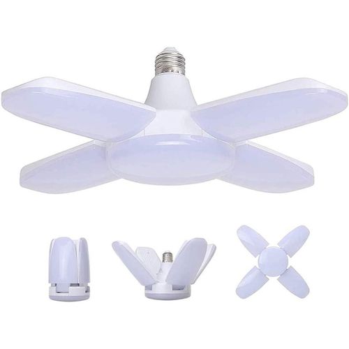 Kal-Éclairage De Garage À Led,60w E27 6500k 6000lm Lampe D'atelier Déformable À 4 Panneaux Ajustables, Plafonnier Led Pour Garage, Entrepôt, Atelier, Sous-Sol, Gym, Cuisine (Pack De 1)
