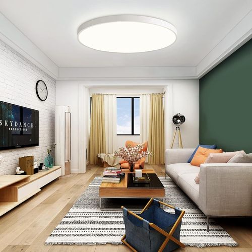 KAL-Plafonnier Led 24W Plat Plafonnier Noir Moderne Rond Lampe Moderne Blanc Naturel 4000K, Pour Cuisine Balcon Couloir Chambre Cave30Cm