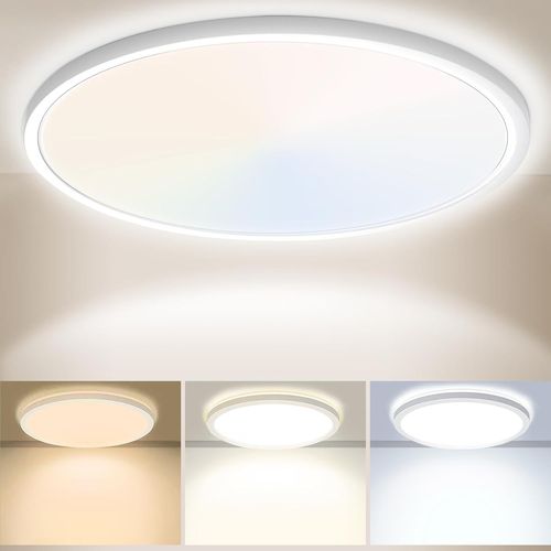 Kal-30cm Plafonnier Led 24w 3200lm 6000k,4000k,3000k, Ip54 Etanche Plafonnier Salle De Bain, Lampe De Plafond Rond, Luminaire Plafonnier Moderne Pour Chambre À Coucher Salon Cuisine Bureau Balcon