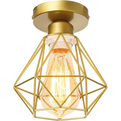 Kal-Plafonnier Industriel Vintage Luminaire E27 Rétro Lustre Suspension Design Métal Cage160mm Éclairage Plafond Pour Salon Cuisine Chambre