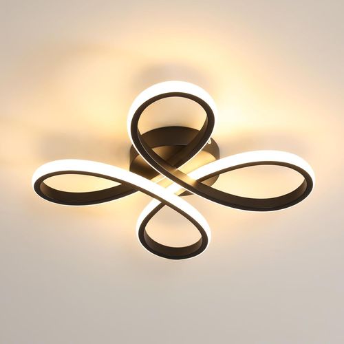 KAL-Plafonnier Led Moderne, 28W 3000Lm Noir Creative Fleur De Forme Lampe De Plafond En Aluminium, 3000K Luminaire Plafonnier Led Pour Salon, Chambre, Couloir, Salle À Manger, Cuisine, Lumière Chaude