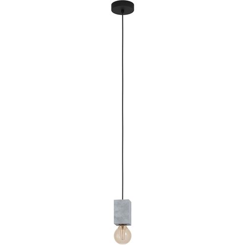 Kal-Suspension Luminaire Prestwick 3, Lustre Chambre Industriel, Plafonnier Salon Ou Salle À Manger En Béton Gris Et Métal Noir, Douille E27