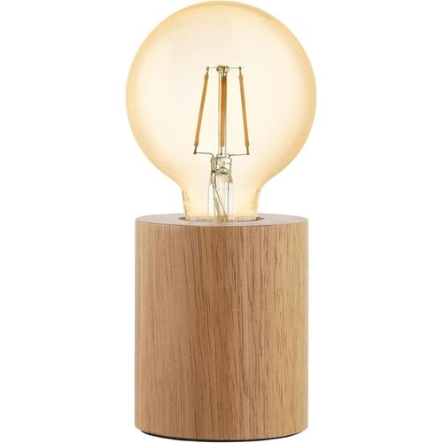 Kal-Lampe De Table Turialdo, Style Industriel Et Vintage, Lampe De Chevet En Bois Et Acier, Éclairage Pour Salon En Teintes Naturelles Et Noires, Certifié Fsc, Interrupteur, Douille E27