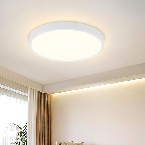 KAL-Plafonniers Plats Plafonnier Led - Blanc Rond Plafonnier Moderne 3000K Ip44 Lampe De Chambre À Coucher Ultra Mince Lampe Plafond 17Cm Pour Salon Hall Balcon Cave Salle De Bains