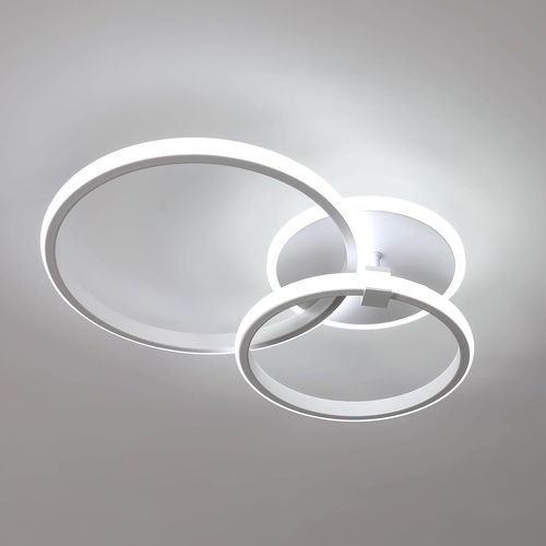 KAL-Plafonnier Led Moderne, 42W 4700Lm Lampe De Plafond Rond, Blanc Luminaire Plafonnier En Acrylique, Pour Chambre Salon Cuisine Couloir, Blanc Froid 6500K, Diamètre 52Cm