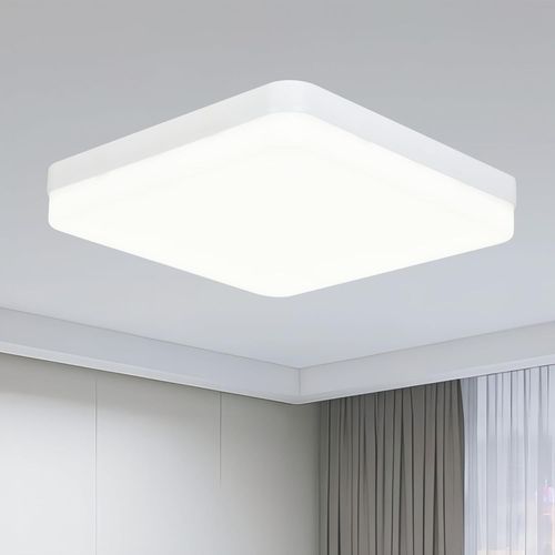 KAL-Plafonnier Led 36W, 4000K 4500Lm Super Lumineux Blanc Neutre Ip44 Lampe De Salle De Bain Carrée Étanche, Plafonnier Pour Cuisine Couloir Chambre Sous-Sol Balcon,23Cm