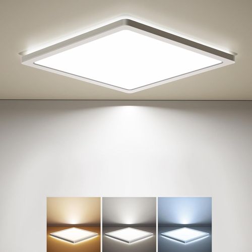 KAL-Lampe De Plafond Led, Lampe De Plafond 18W, Blanc Chaud, Neutre Et Froid 3000K/4000K/5000K, Panneau Avec Rétroéclairage, 1800Lm Pour Couloir, Chambre, Cuisine, Salle De Bain, Ultra-Fin 22 Cm