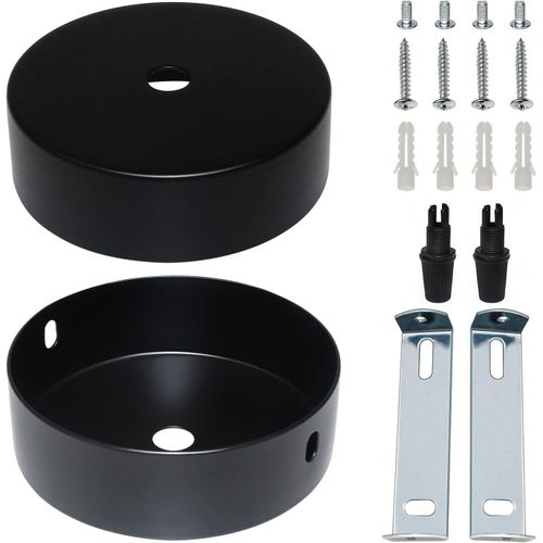 Kal-Auvent De Plafond 2 Pcs 80 X 20mm Rosace Plafond Noir Cache Fil Pour Lustre Avec Accessoire D¿Installation Pour Maison Jardin Suspension Ou Lustre