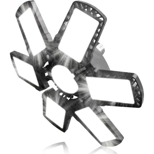 KAL-1 Pièce Éclairage Led Garage 185W, 18500 Lm E27/E26 Lampe Garage Déformable À 6+1 Panneaux Ajustables, 6500 K Plafonnier Led Pour Garage, Entrepôt, Atelier, Gym, Sous Sol