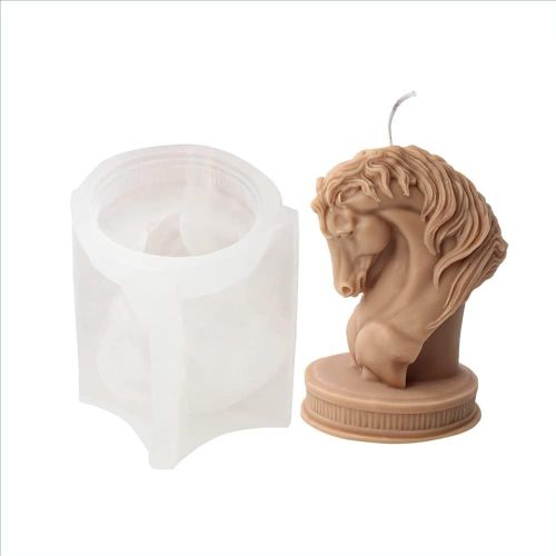 KAL-1 Pcs Cheval Tête Statue Bougie Silicone Moule Buste Équitation Sculpture Art Figurine Animal Poney Bougie Moule Bougie Moule