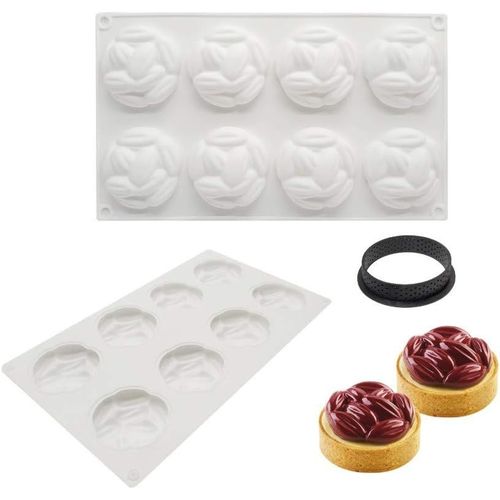 Kal-Moule À Gateau En Silicone, Moules 3d Pour Glace Chocolat Pâtisserie Dessert, Outil Croustillant Rond En Plastique, 8 Trous Forme De Grains De Café