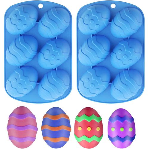 Kal-Moule À Oeufs De Pâques, 2pcs Forme D'oeuf Moules En Silicone Moule Chocolats Pâques Moules À Gâteaux Moule De Cuisson Pour Pâtisserie Gâteau Muffin Cadeau De Pâques