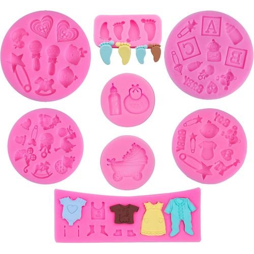 Kal-8 Pcs Moule Bebe Silicone 3d Bébé Moules À Fondant En Silicone, Bébé Fondant Moules 3d Moule En Silicone Bébé Pour La Décoration De Gâteau D'anniversaire De Douche De Bébé