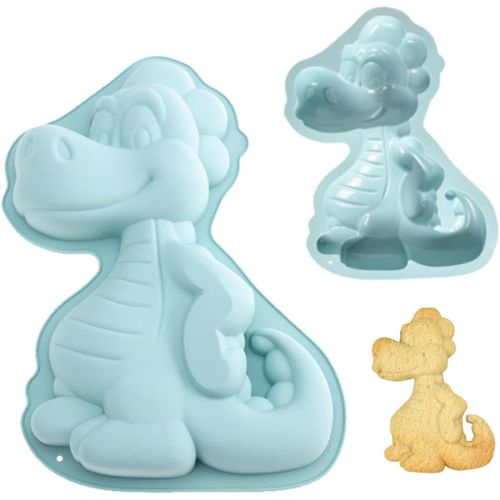 Kal-Moule A Gateau Dinosaure, Moules En Silicone Moule À Gâteau, Moule En Silicone Patisserie Animaux,Pour Gâteaux, Glace, Dessert, Pudding, Pudding, Chocolat, Pain, Halloween Noël Antiadhésif(Bleu)