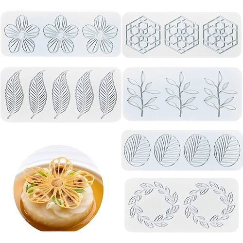 Kal-6 Pièces Feuille Silicone Moule,3d Feuilles Forme Silicone Moule, Moules À Fondant En Silicone De Qualité, Pour Accessoires De Gâteaux, Moule Décoration Gâteau