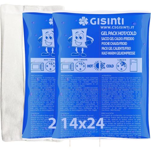 KALANKA-Kit Gel Glace Réutilisable Chaud Froid Fabriqué en Italie - Enveloppe Congélateur et Micro-ondes + Sac en Tissu (2 Pièces Maxi)
