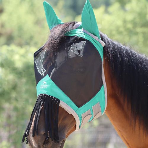 Kalanka-Caremaster Masque Anti-Mouches Pour Cheval Avec Oreilles Et Franges De Nez Masque De Protection Contre Les Mouches Menthe Taille M