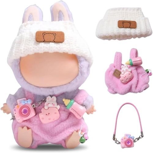 KALANKA-Poupée de 17 cm adaptée pour les poupées labubo de 17 cm,labubo vetement:Pantalons, chapeaux, appareils photo