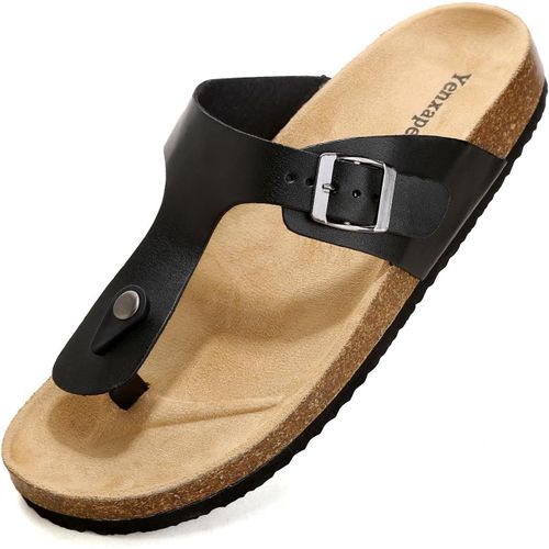 Kalanka-Tongs Mode Femme Homme Confortable Claquette Cuir Chaussure En Liège Été