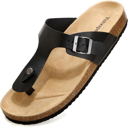 Kalanka-Tongs Mode Femme Homme Confortable Claquette Cuir Chaussure En Liège Été