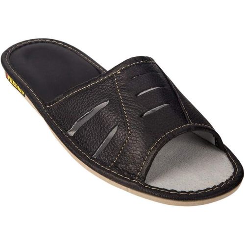 Kalanka-Chaussons Hommes Pantoufle Chausson Homme Cuir Mules Pantoufles Semelle Solide