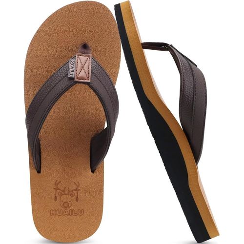 Kalanka-Tongs Hommes Été Cuir En Tissu Plage Sandales Mousse De Yoga Piscine Chaussures