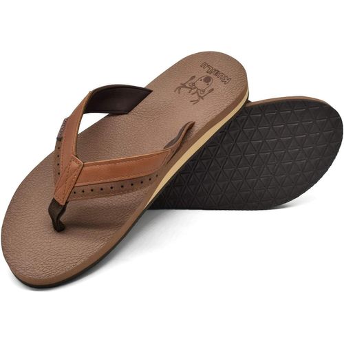 Kalanka-Tongs Hommes Été Cuir En Tissu Plage Sandales Mousse De Yoga Piscine Chaussures